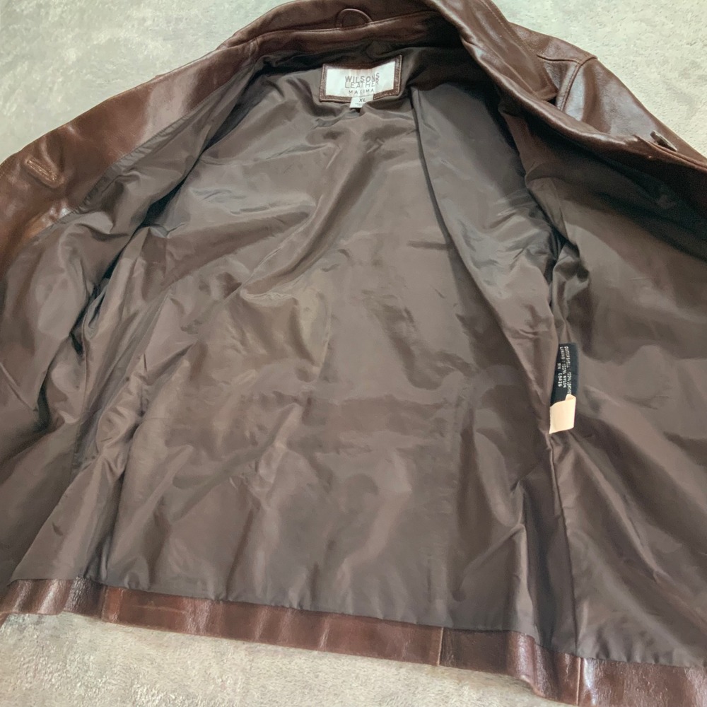 Vintage Wilsons Leather Maxima Brown Button Front Jacket Womens XL - Picture 11 of 15